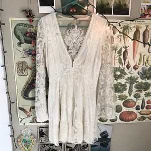 Free People White Lace Mini Dress Size 2
